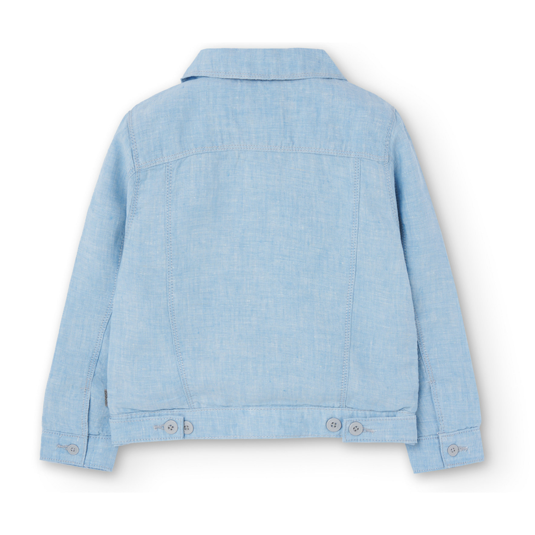 Cazadora niño, lino liso, cuello camisero, mangas largas