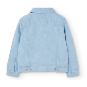 Cazadora niño, lino liso, cuello camisero, mangas largas
