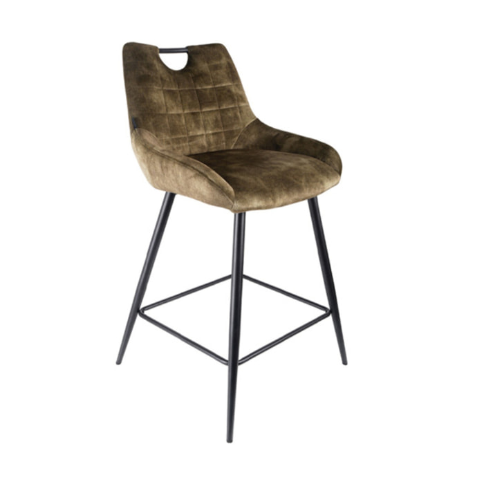 Chaise de bar en velours avec poignée et pieds en métal - ROSA 2