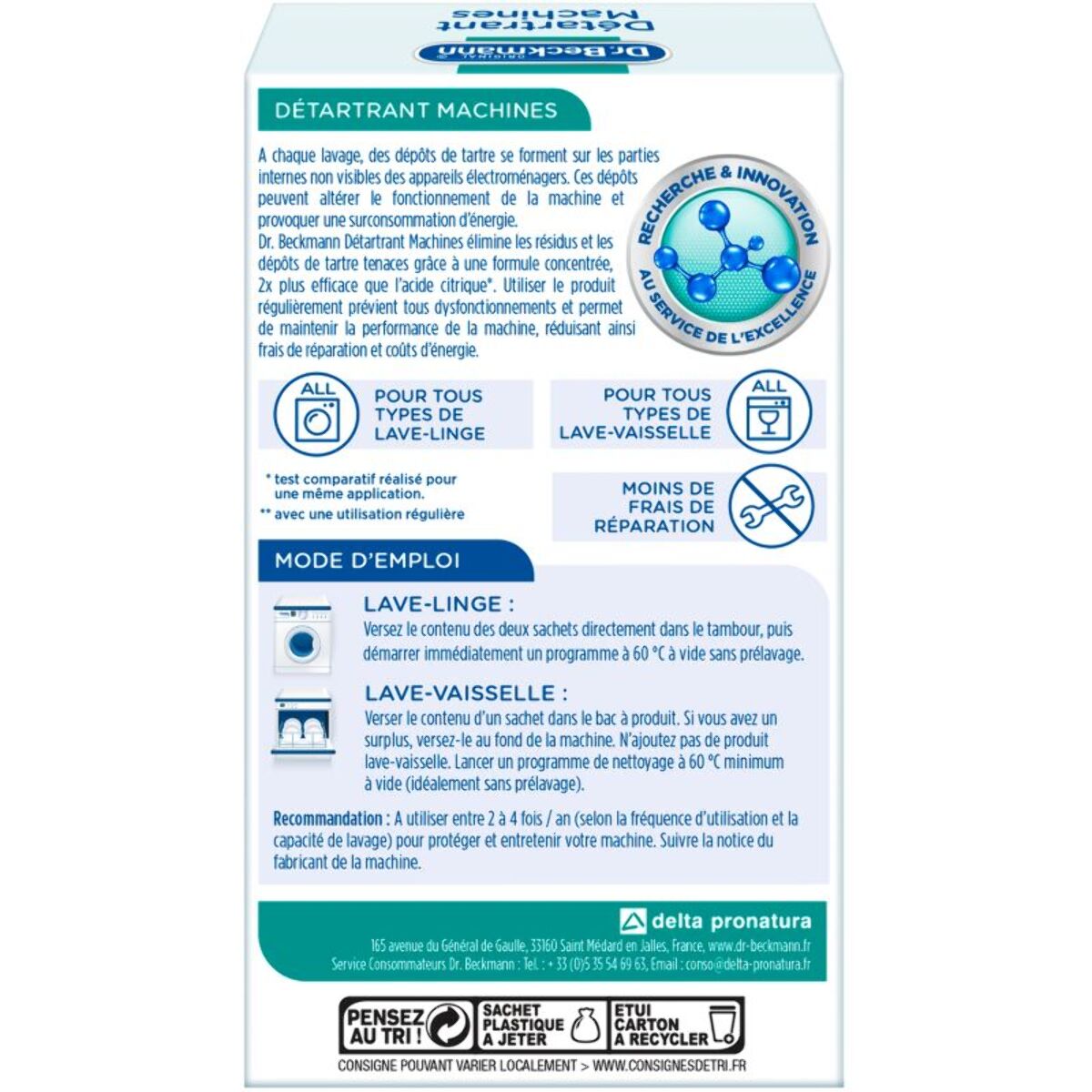 Détartrant DR BECKMANN Pour Machines Lave-Linge & Lave-Vaisselle 2x50g