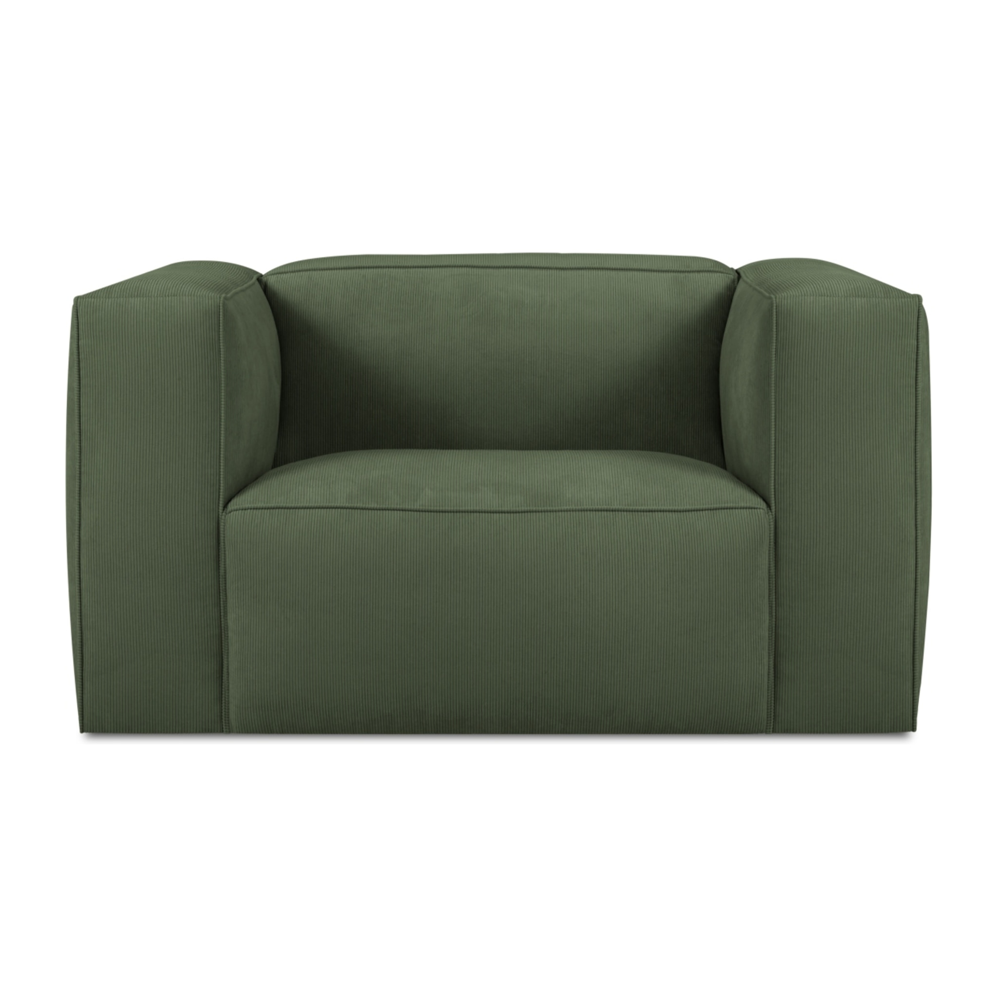 Fauteuil "Muse" en velours côtelé vert bouteille