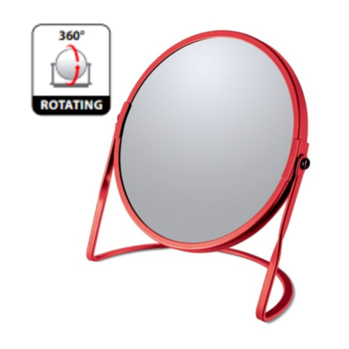 Miroir grossissant sur pied Acier AKIRA Rouge mat Spirella