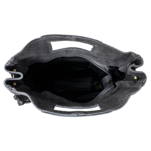 Borsa a Mano in Vera Pelle Scamosciata con Frange Made in Italy