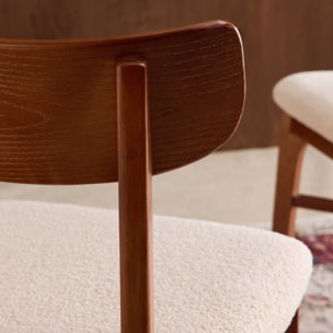 Chaise vintage bois d'hévéa et bouclette (lot de 2) THÉA