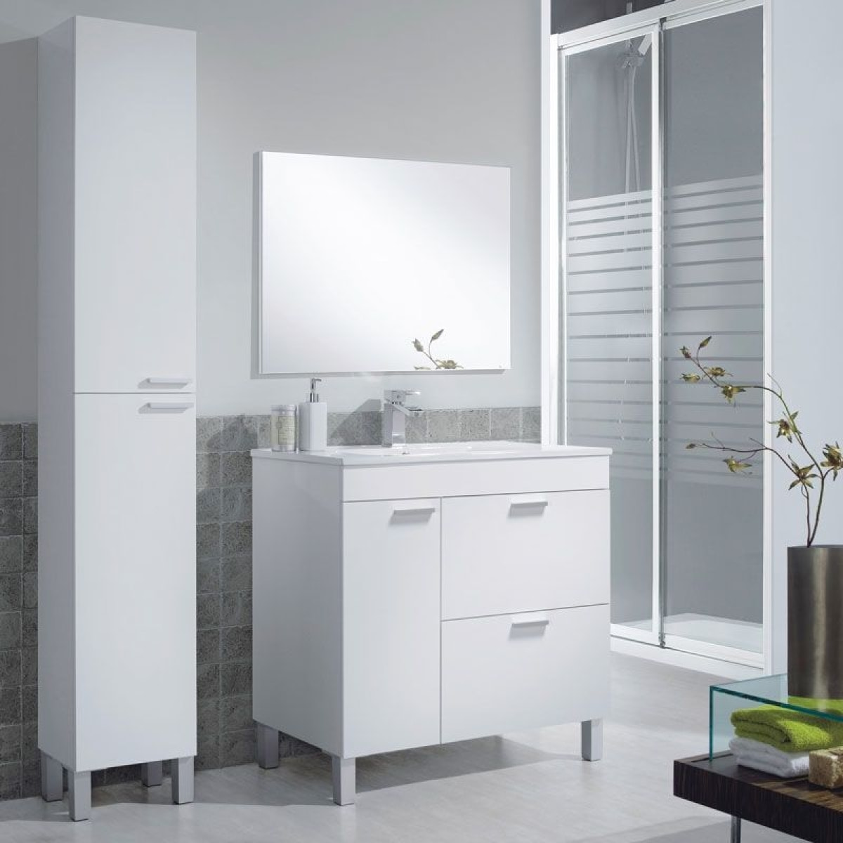 Columna de baño Koncept 2 puertas Blanco brillo