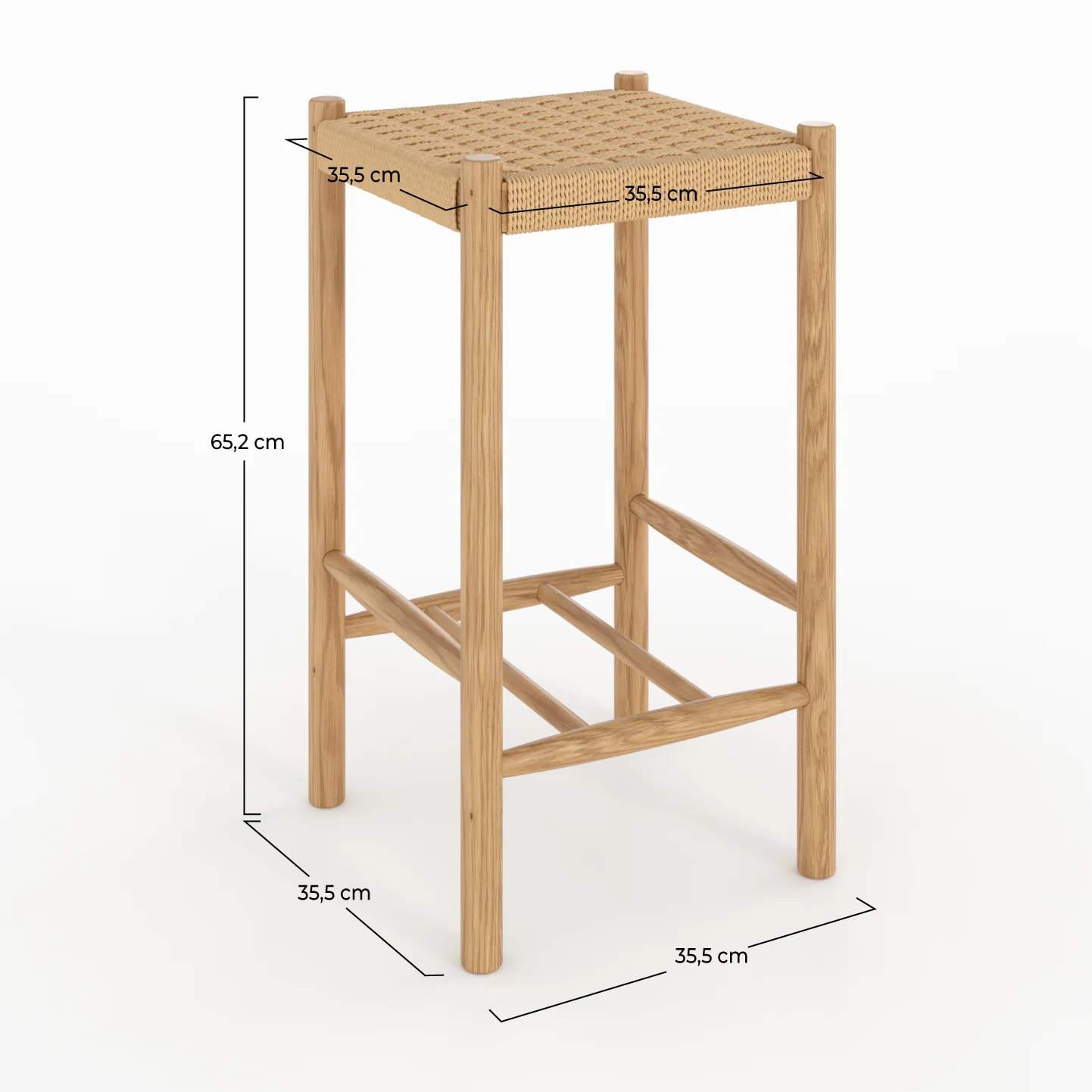 Tabouret pour îlot central 65 cm en tressage et bois - Kepler