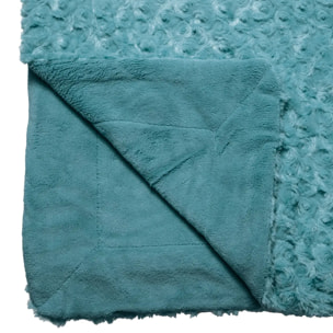 Plaid "Bouclette" fausse fourrure bleu orage 120x160cm