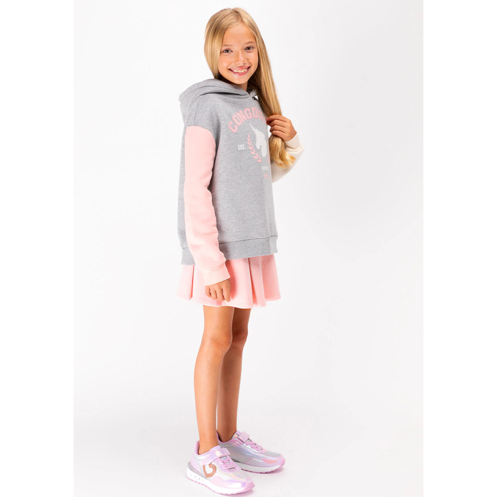 Sudadera con capucha Unicorn University gris de niña