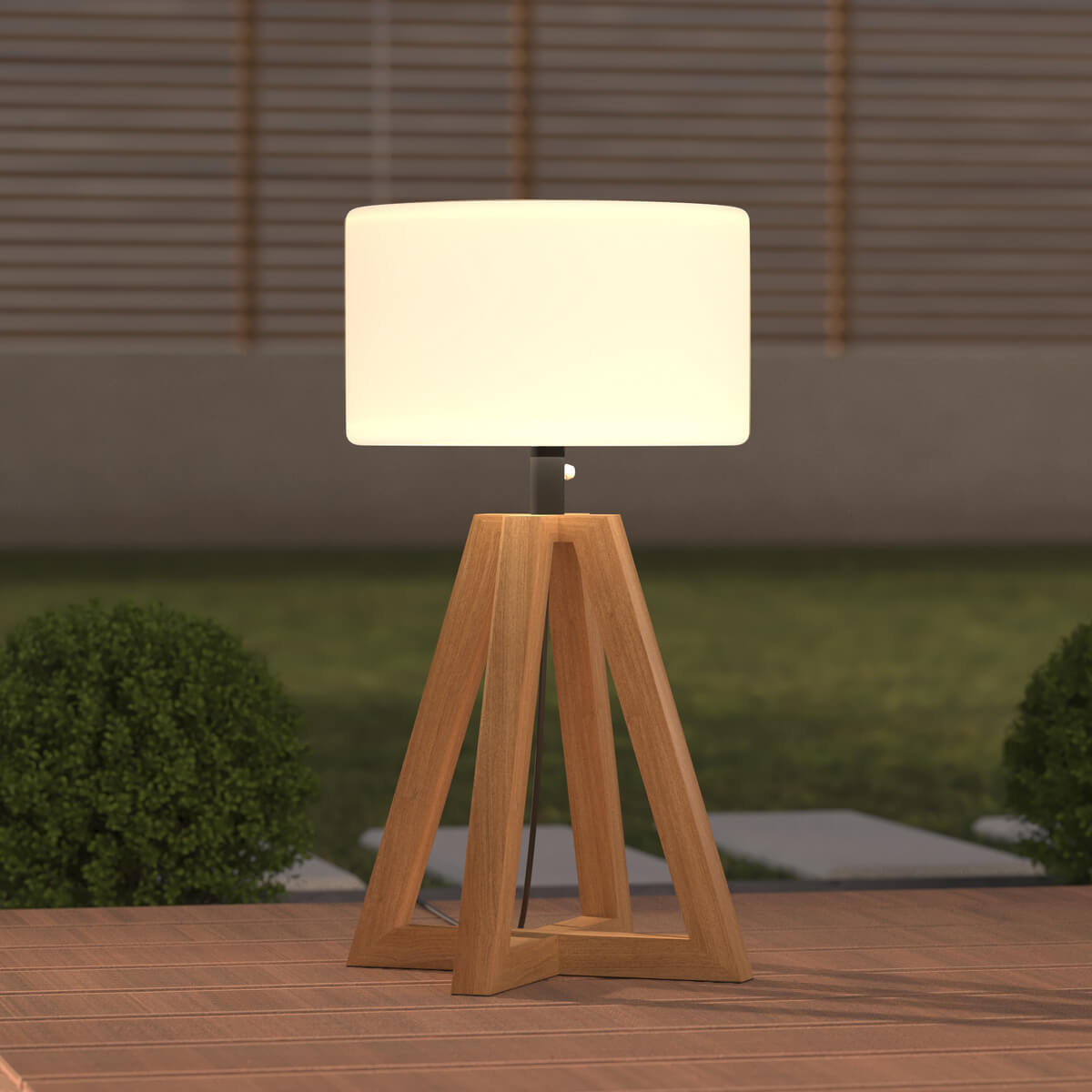 Lampes à poser d'extérieur "Matia" - bois d'acacia - marron caramel - H59 cm