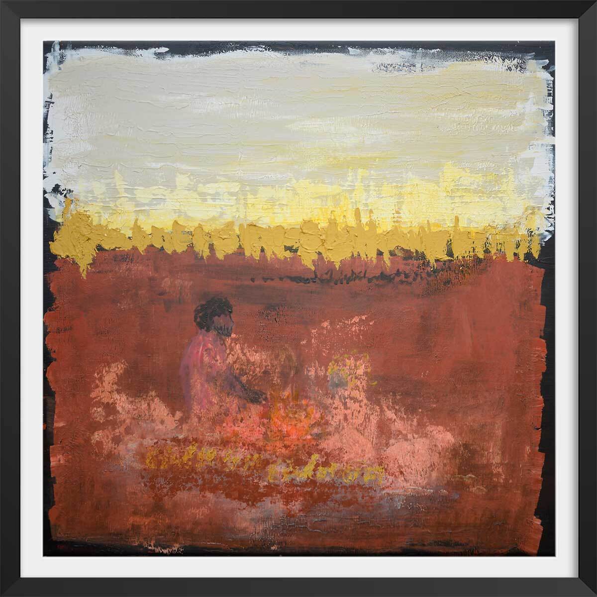 Affiche abstrait art primitif Affiche + cadre en bois - Noir