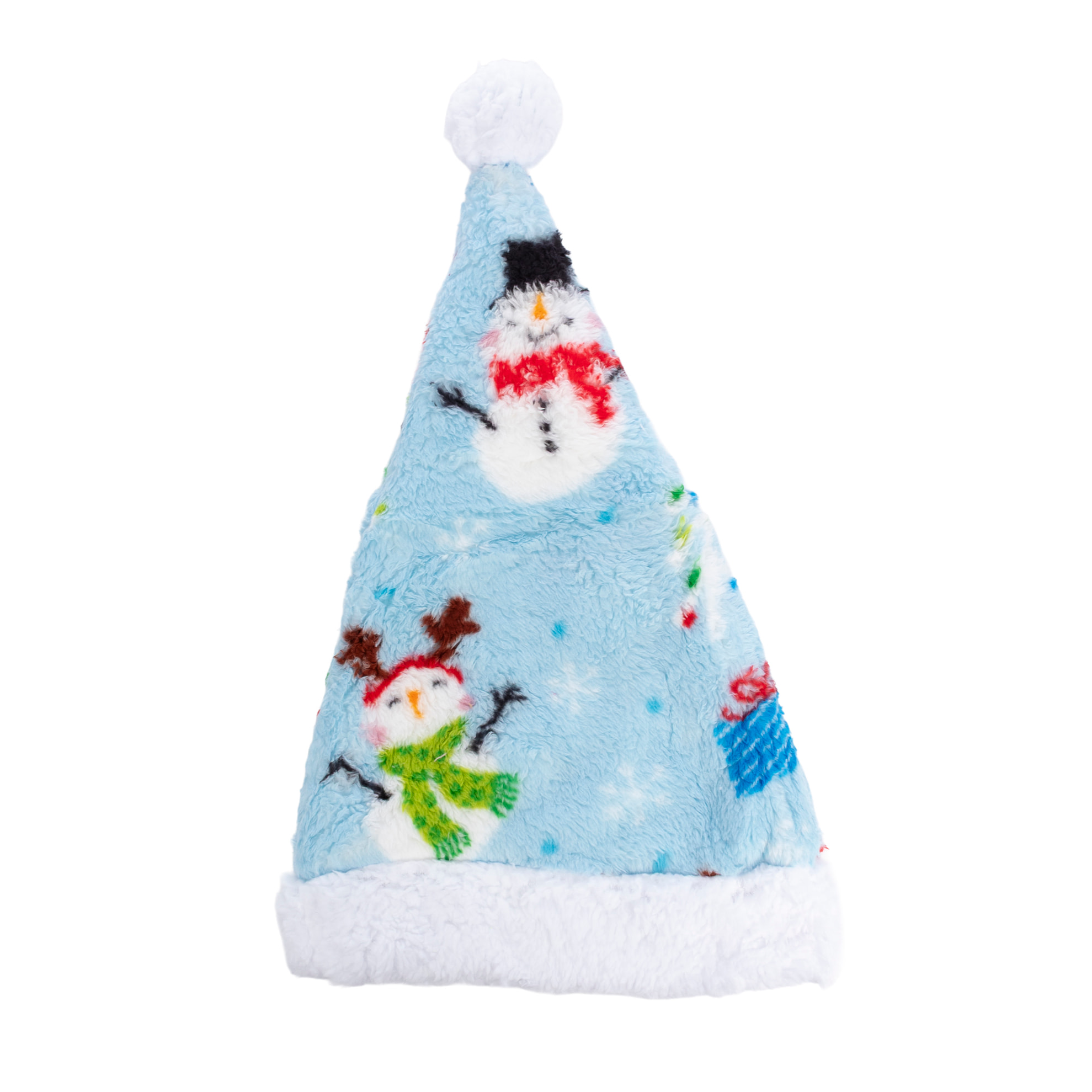 Gorro de felpa extrasuave. Diseño navideño azul. 31x48 cm.