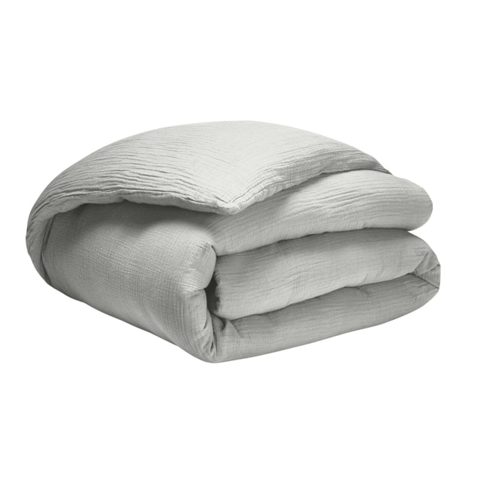 Housse de couette gaze de coton gris glacier