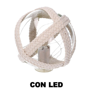 Lampada Palla in vetro mare con led e corda azzurro tondo cmø12,7