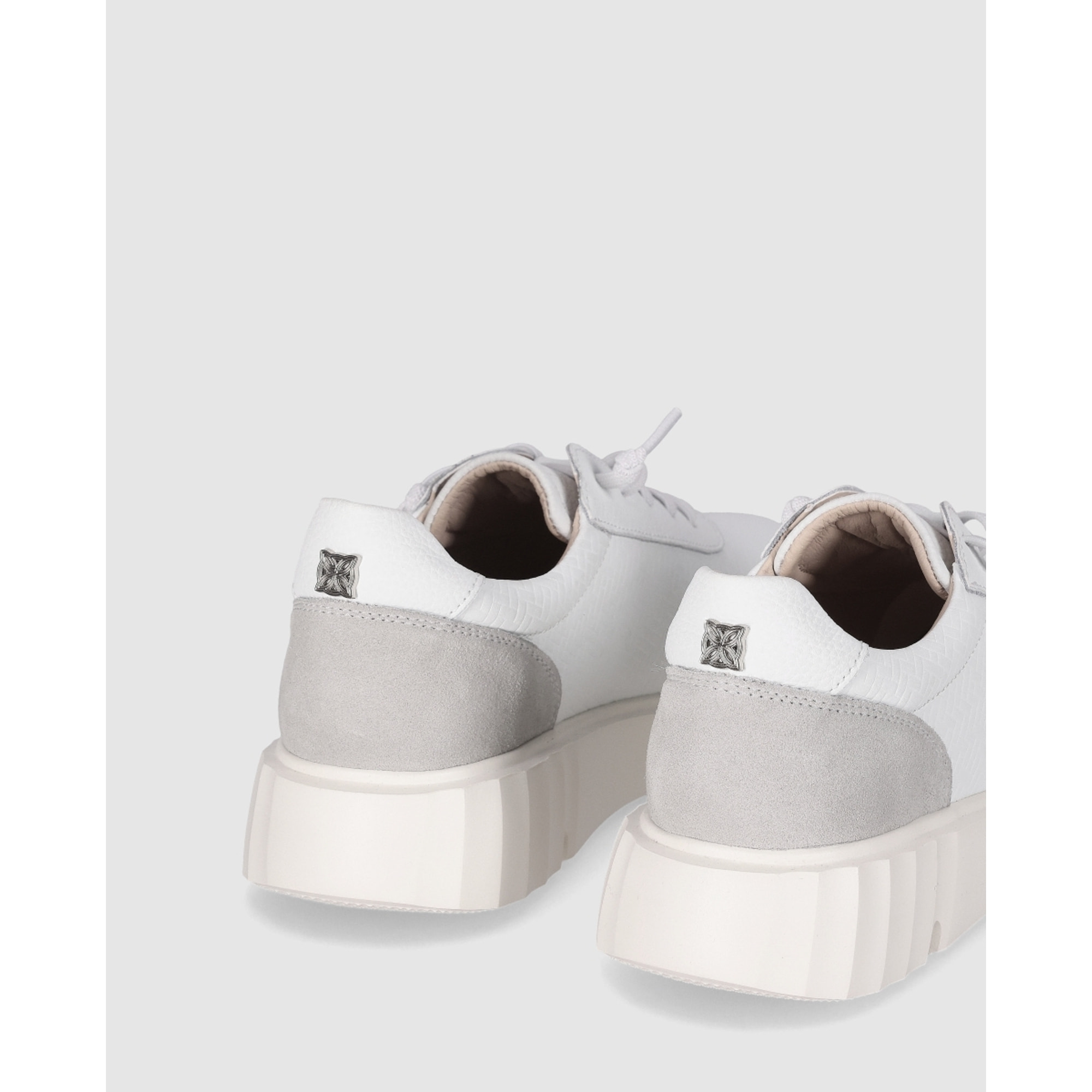 Zapatos de Piel - Blanco - Tacón: Bajo