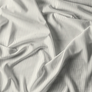 COMPLETO LETTO SATIN STRIPES, 100% Raso di Poliestere, Tinta Unita, Made in Italy - PANNA