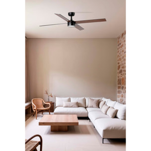 RUDDER L 4 LED Ventilateur de plafond noir/noyer TUYA