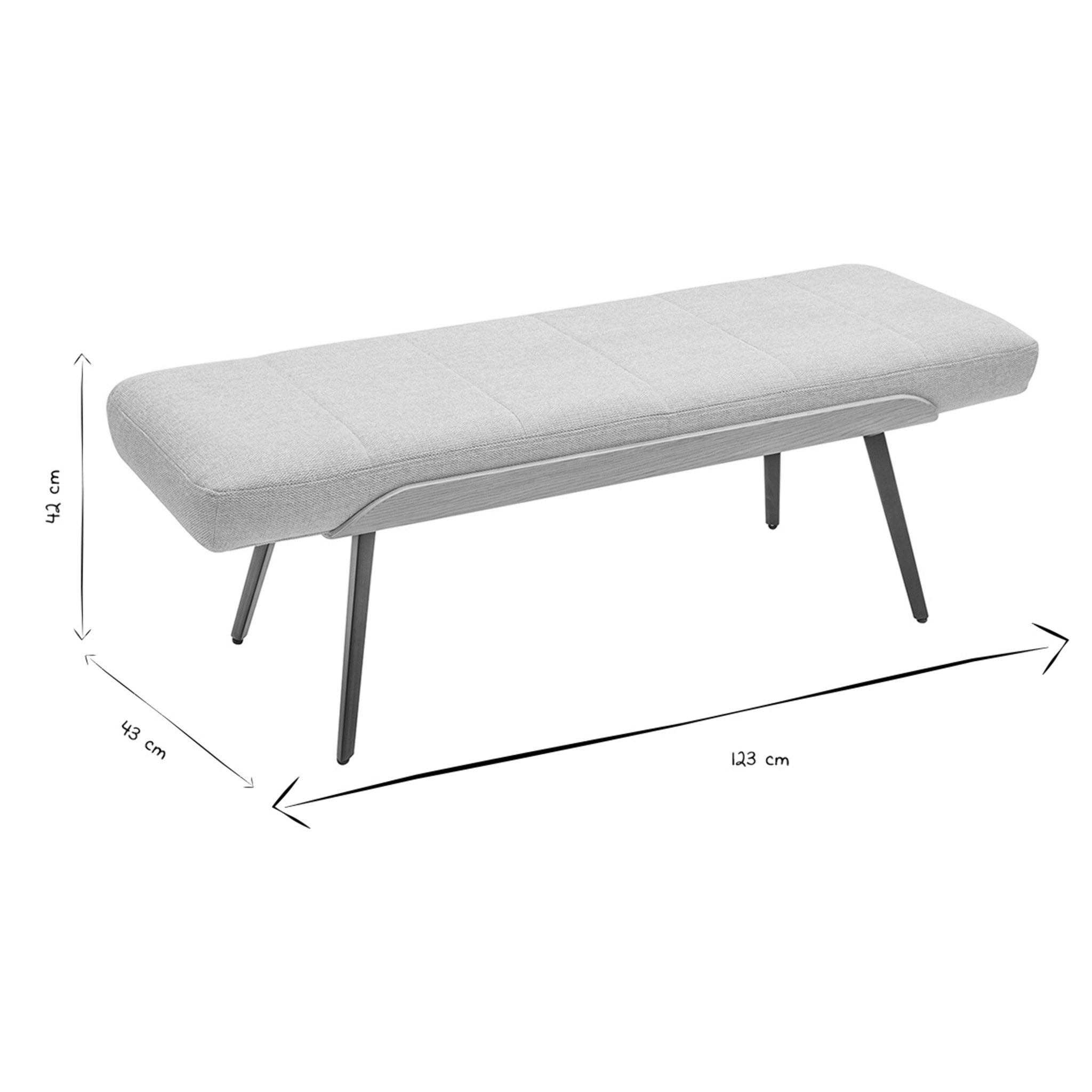 Banc en tissu effet velours texturé beige, bois clair et métal noir L123 cm ELIOR
