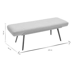 Banc en tissu effet velours texturé beige, bois clair et métal noir L123 cm ELIOR