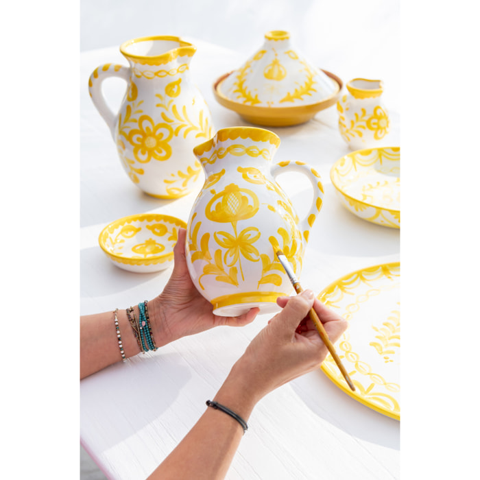 J-Line cruche Granada - céramique - blanc/jaune - small