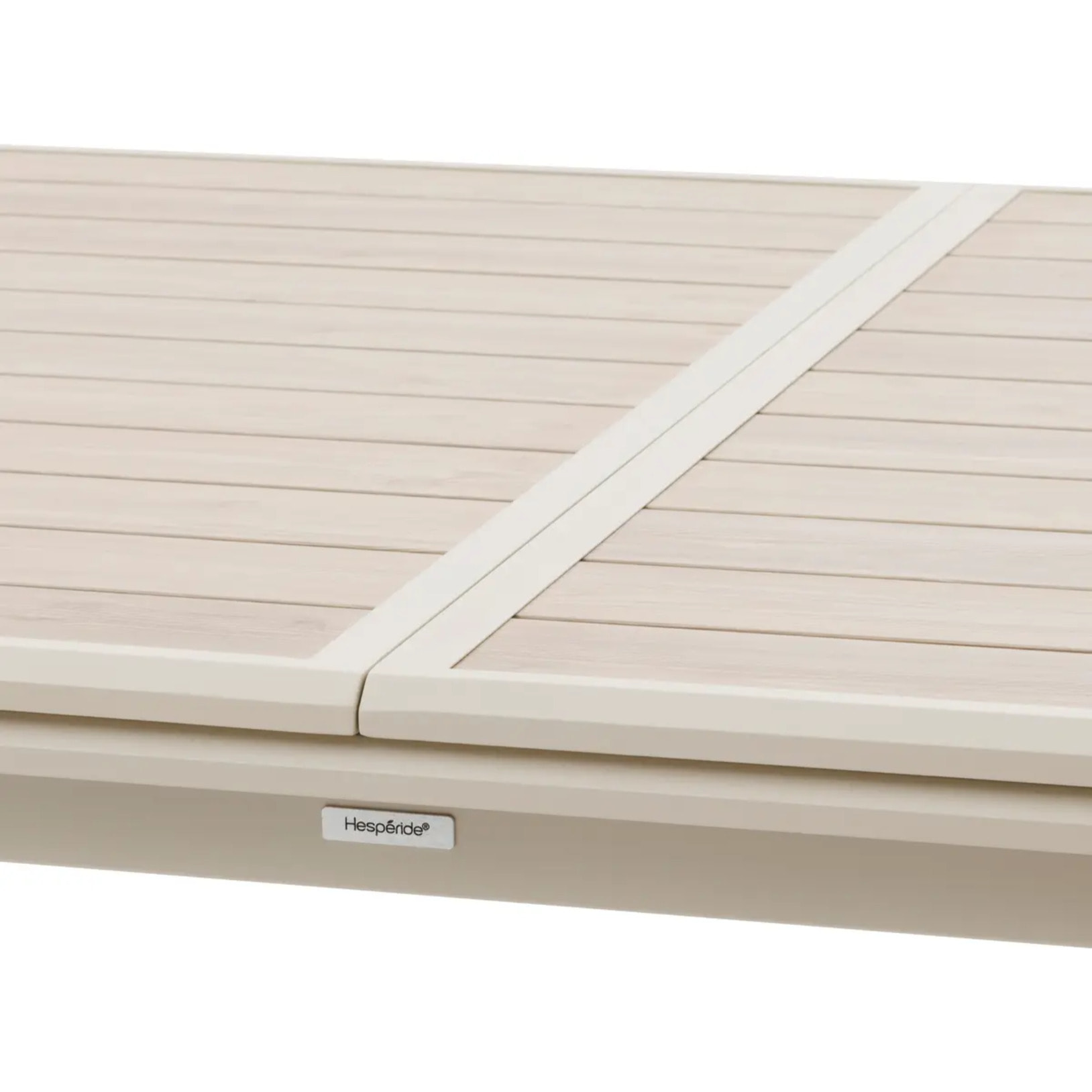 Table de jardin extensible "Axiome" effet bois lin & argile 12 places en aluminium