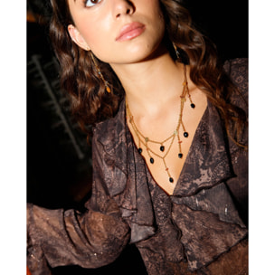 Collar de acero con cadenas y abalorios