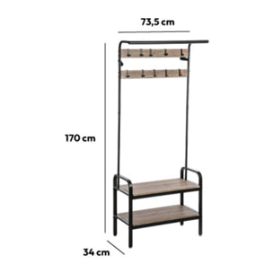 Penderie vestiaire 2 étagères - Bois noir Jano
