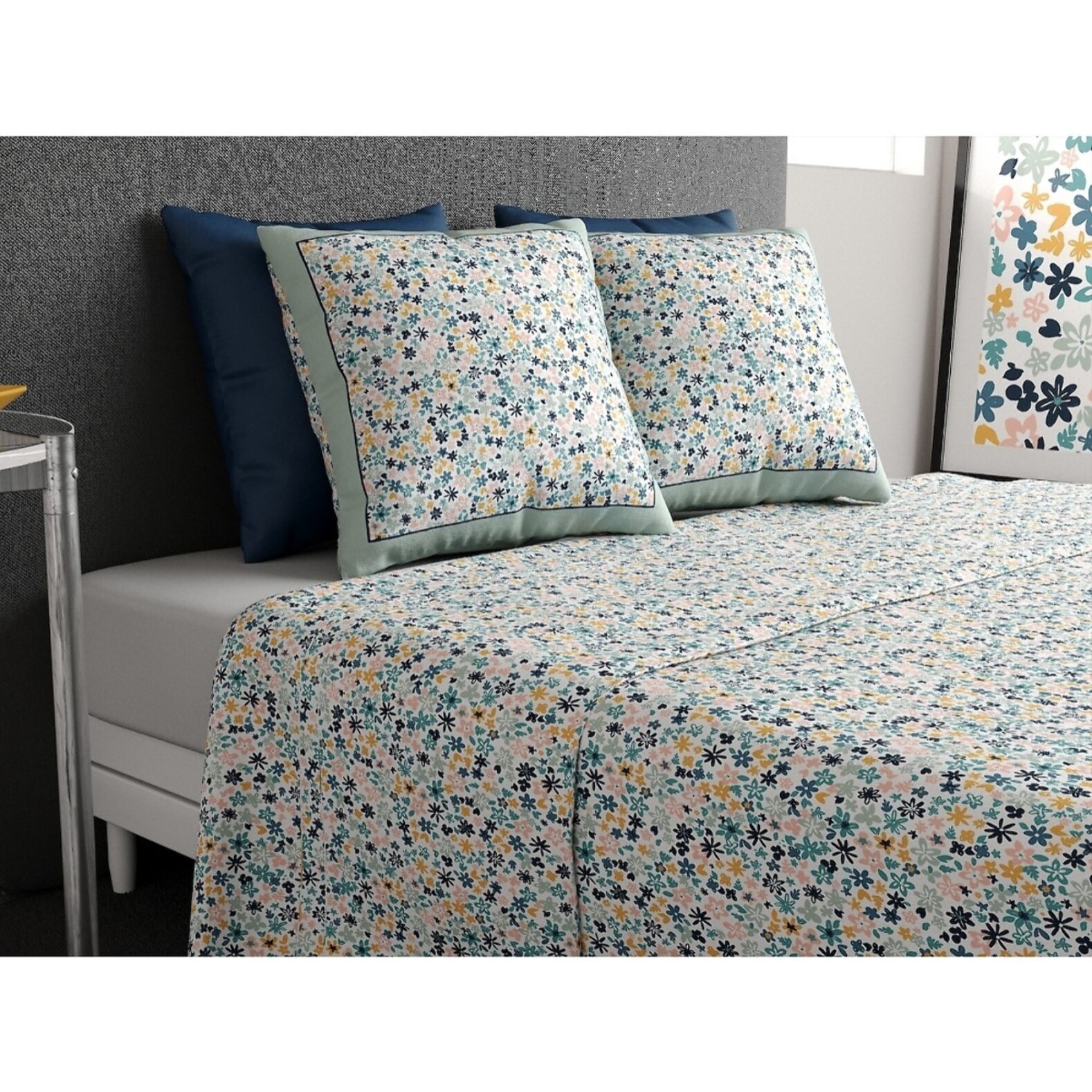 Parure De Drap 3pcs avec Drap housse Bonnet:25cm 100%coton 57fils Mani