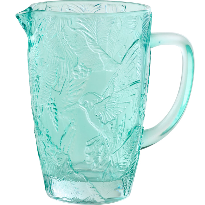 J-Line Carafe Oiseaux - verre - bleu azur