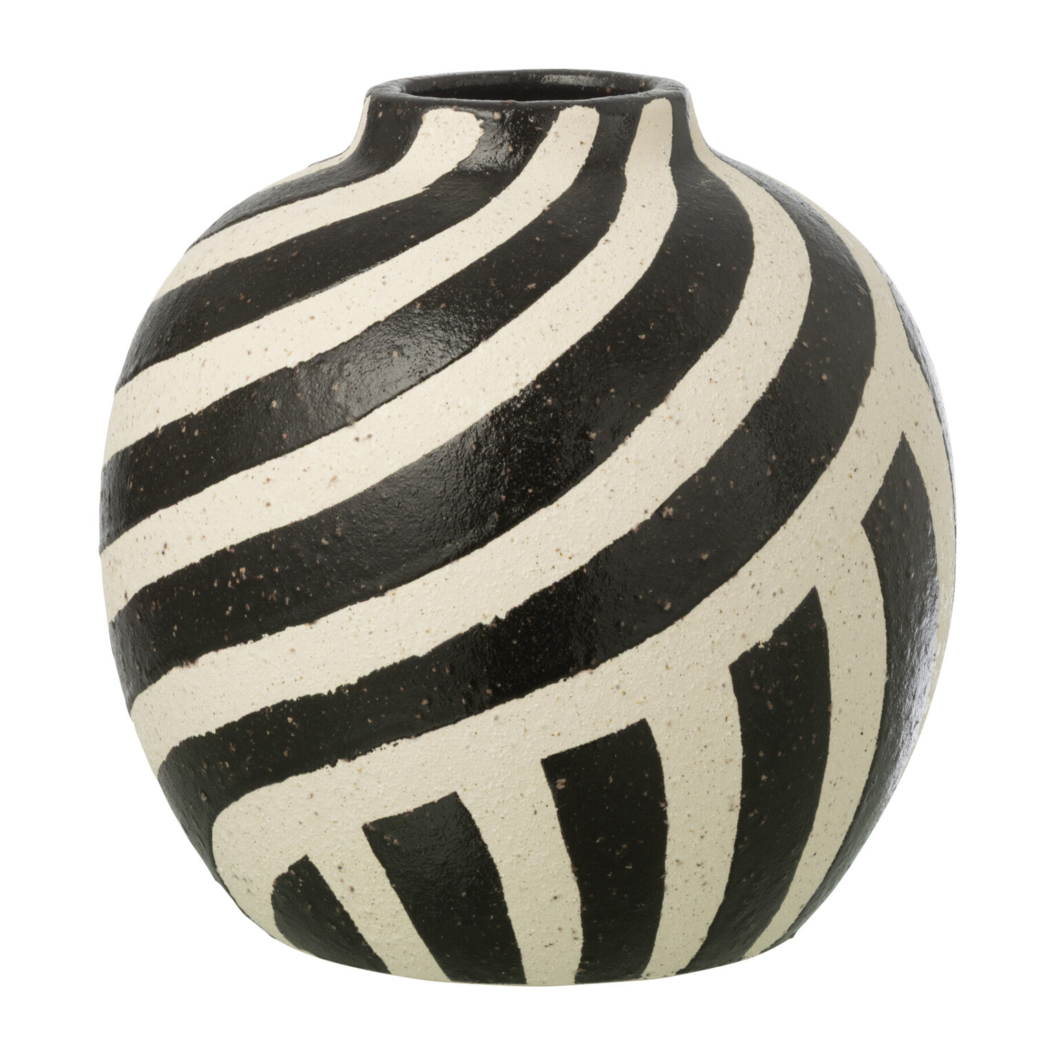 J-Line Vase Ligné - grès - blanc cassé/noir