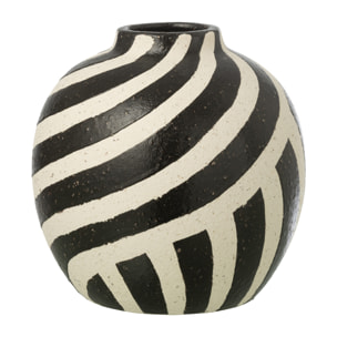 J-Line Vase Ligné - grès - blanc cassé/noir