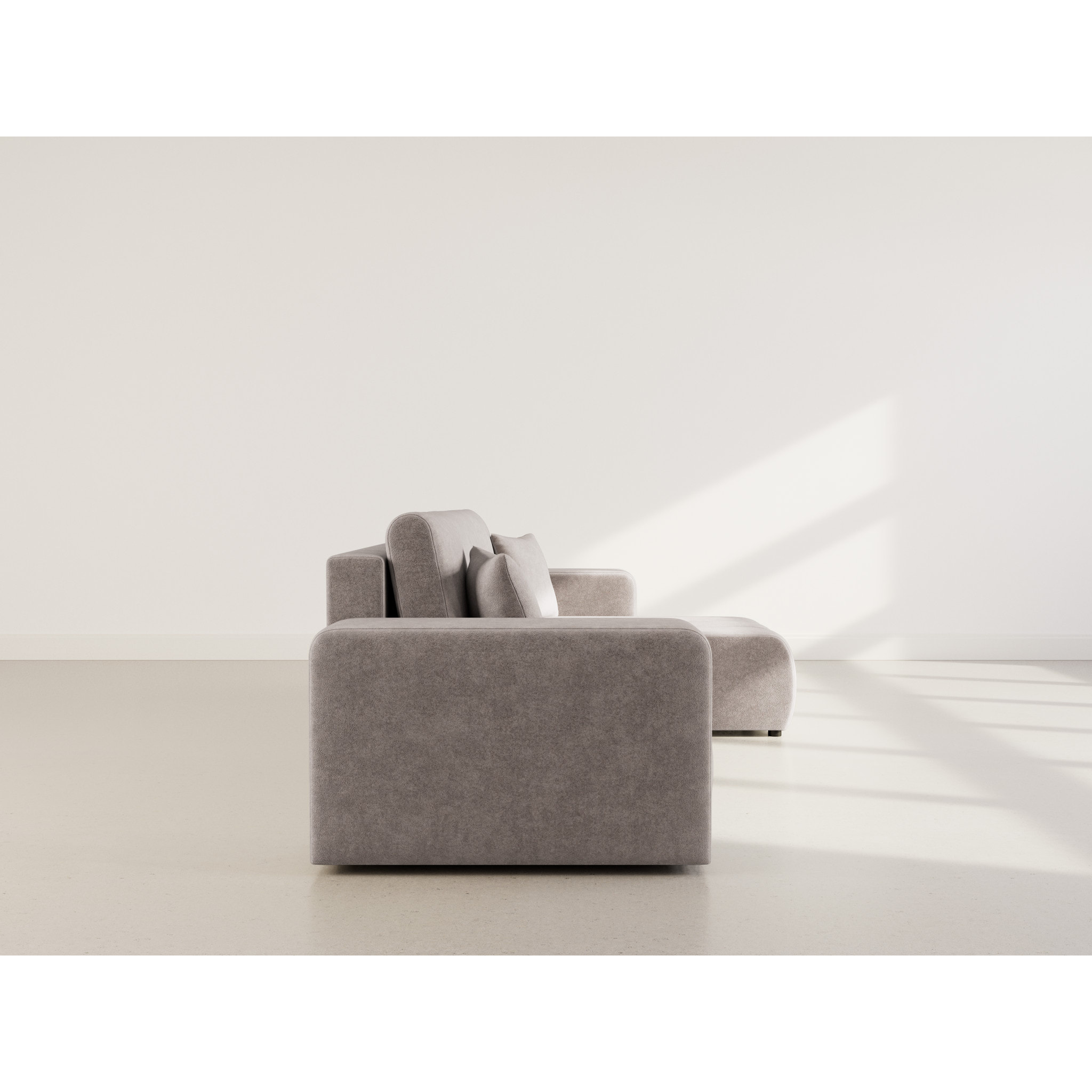 Nicole - canapé d'angle réversible 4 places convertible avec coffre en tissu - Gris clair