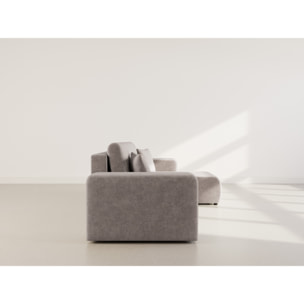 Nicole - canapé d'angle réversible 4 places convertible avec coffre en tissu - Gris clair