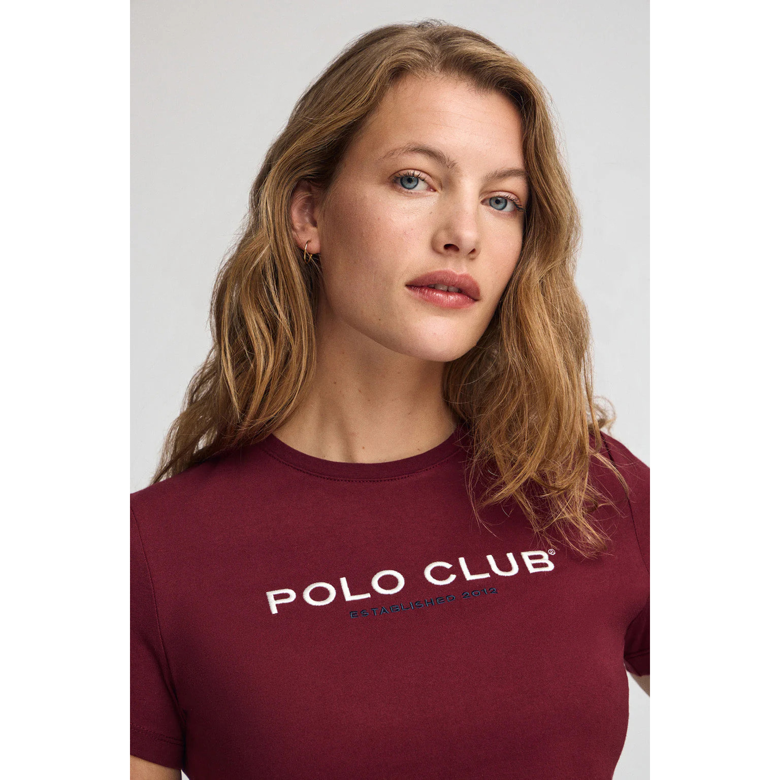 Maglietta granata a maniche corte con logo Established 2012 Polo Club