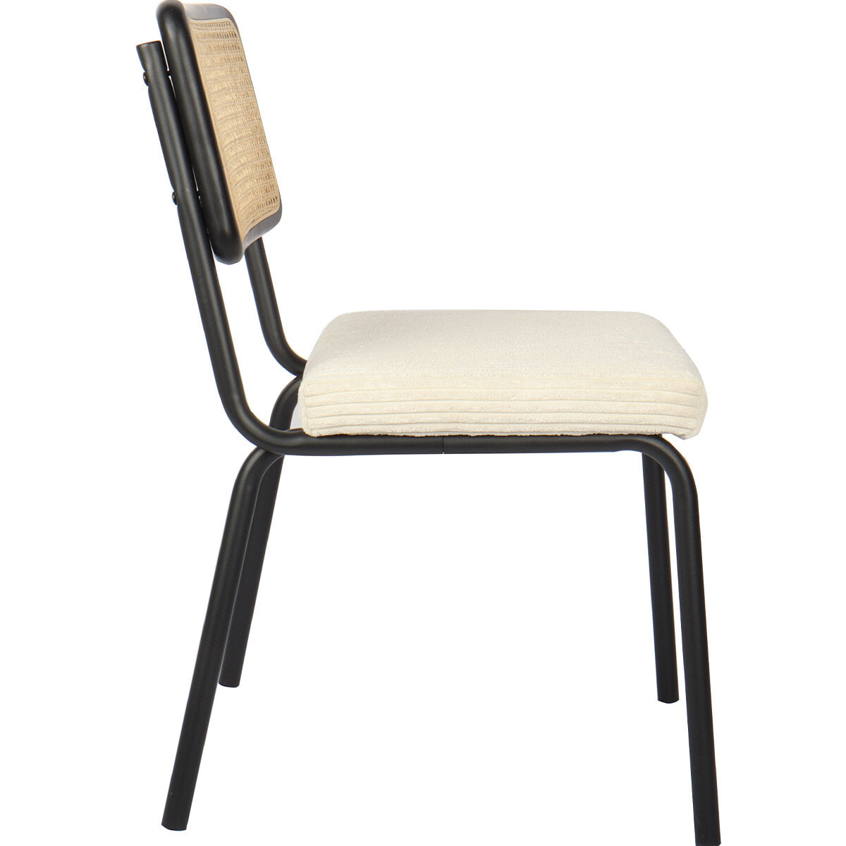 Lot de 2 chaises noires, cannage et velours côtelé - PAULA