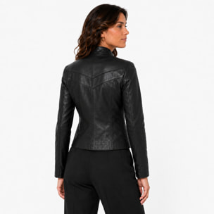 Giubbino in vera pelle di vitello Nero