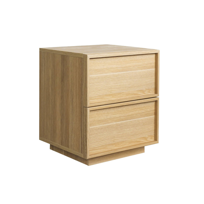Table de chevet effet bois 2 tiroirs naturel L 42 x P 38 x H 48cm - Kuba