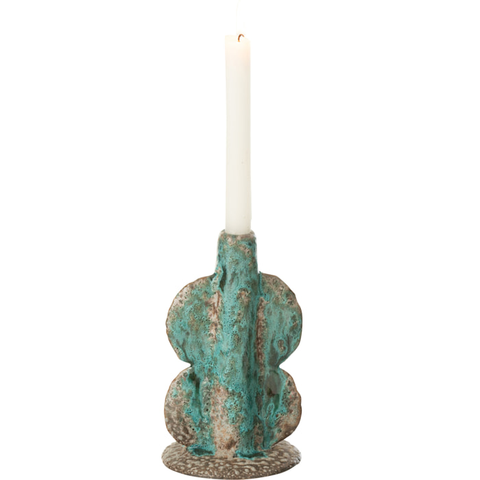 J-Line vase Naga Smal - céramique - azur/brun - 20 cm de hauteur