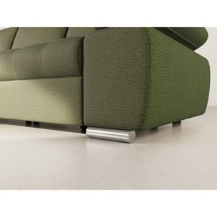 Bianca - Canapé d'angle gauche 4 places convertible avec coffre en tissu texturé - Vert