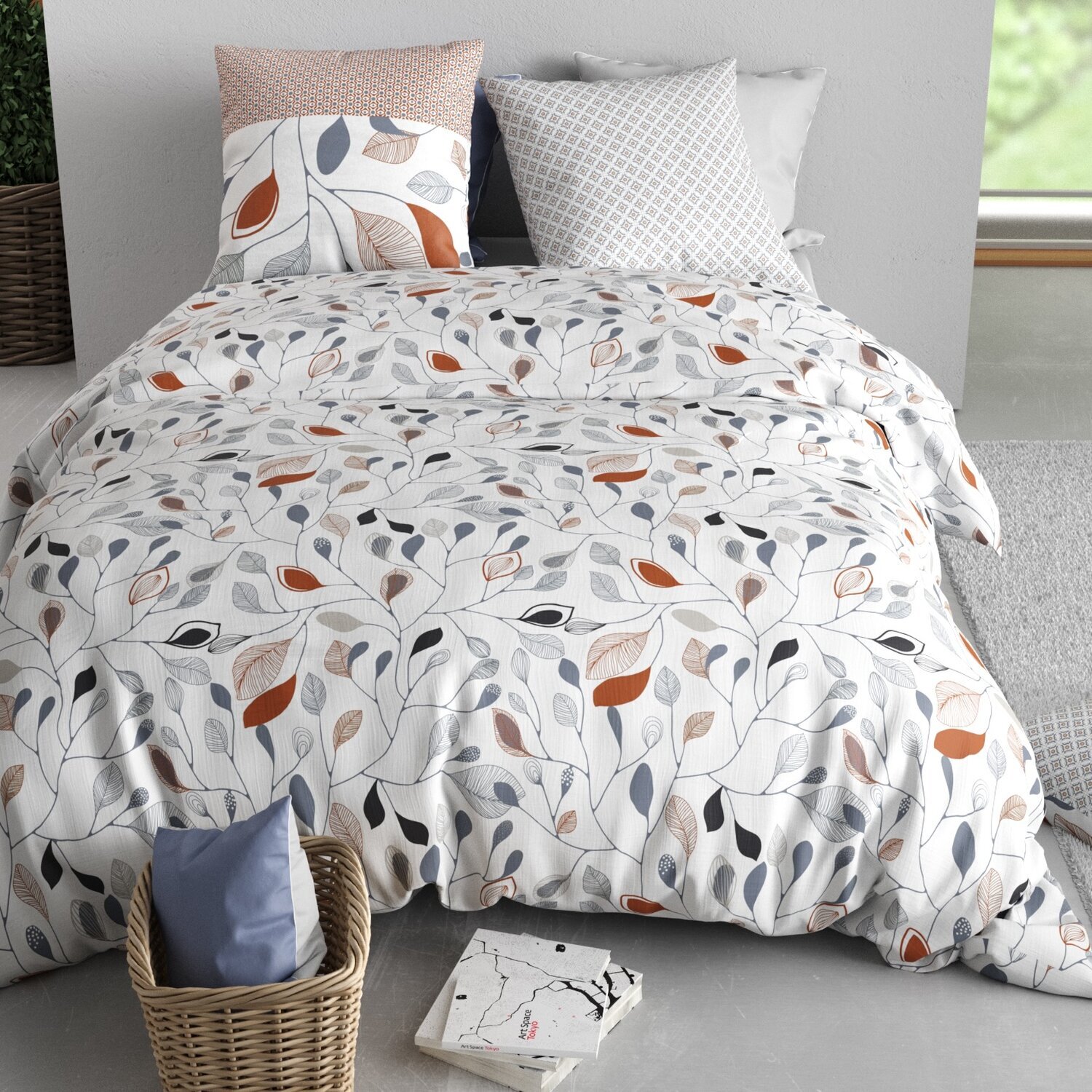 Parure housse de couette imprimé 100% coton - flolia