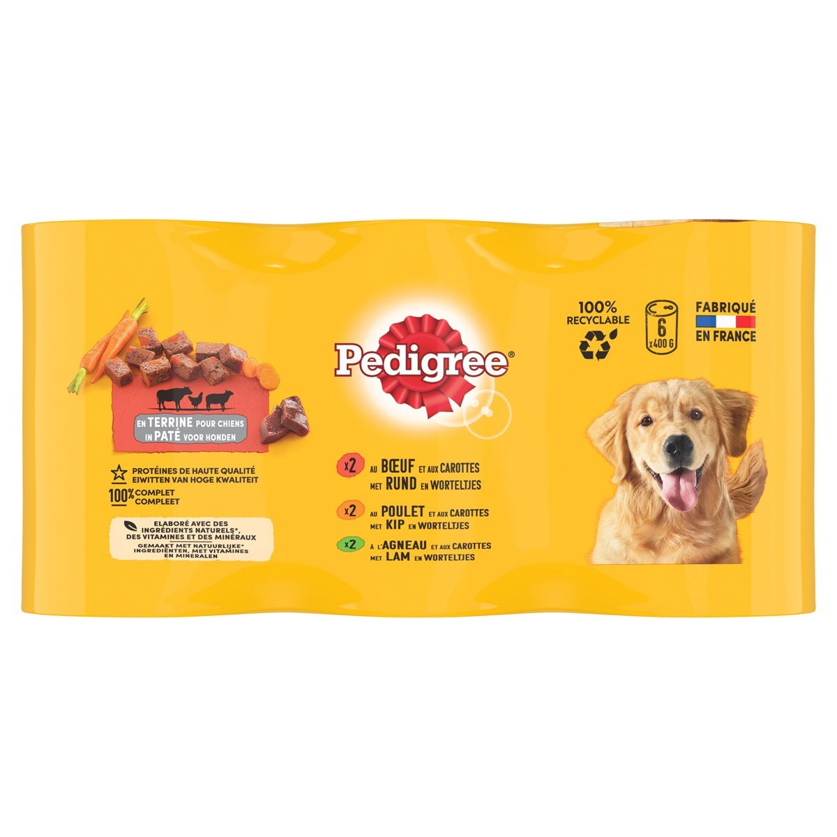 PEDIGREE 12 Boîtes en terrine 3 variétés pâtée pour chien 400g (2x6)