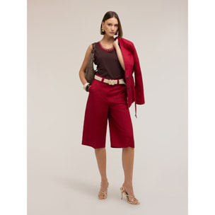 Motivi - Top in jersey con bordo in maglia - Marrone