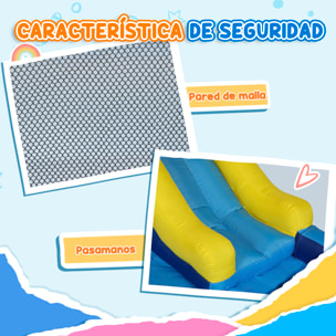 Castillo Hinchable con Soplador 5 en 1 Parque Acuático Hinchable para Niños con Tobogán Piscina de Chapoteo Escalada y Cañón de Agua para Exterior Interior 360x250x195 cm