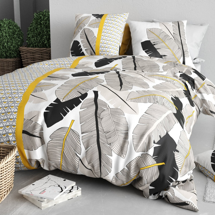 Parure housse de couette imprimé 100% coton - palmora