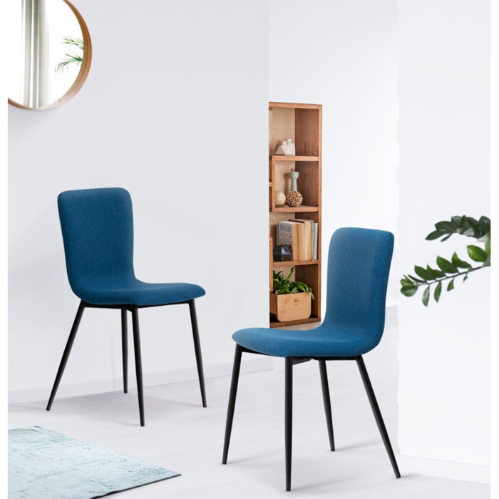 Chaises Margot en velours - Bleu canard