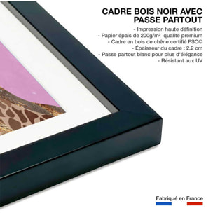 Affiche enfant girafe rose Affiche sous cadre noir