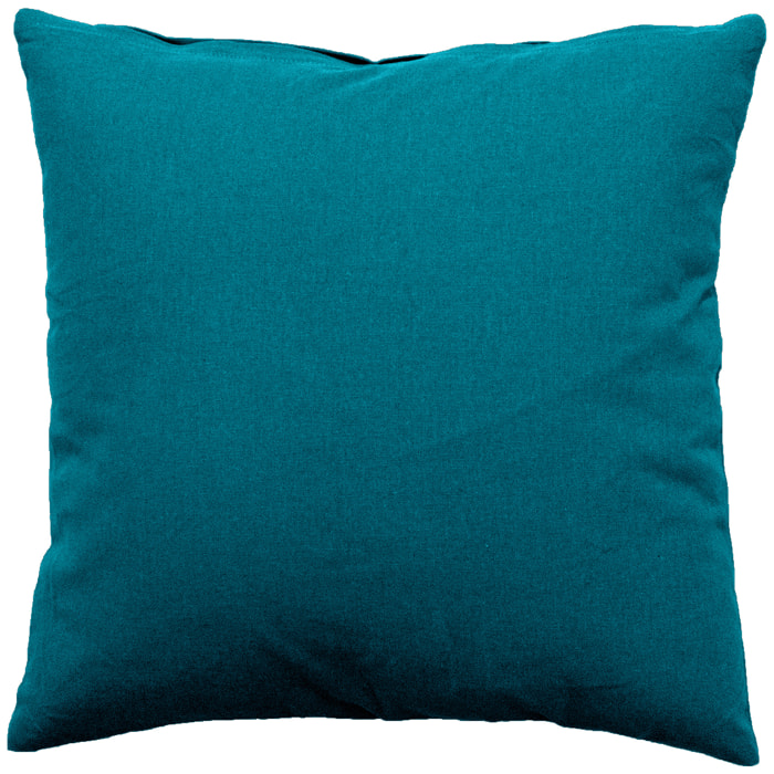 Coussin déhoussable uni en coton - Bleu Canard