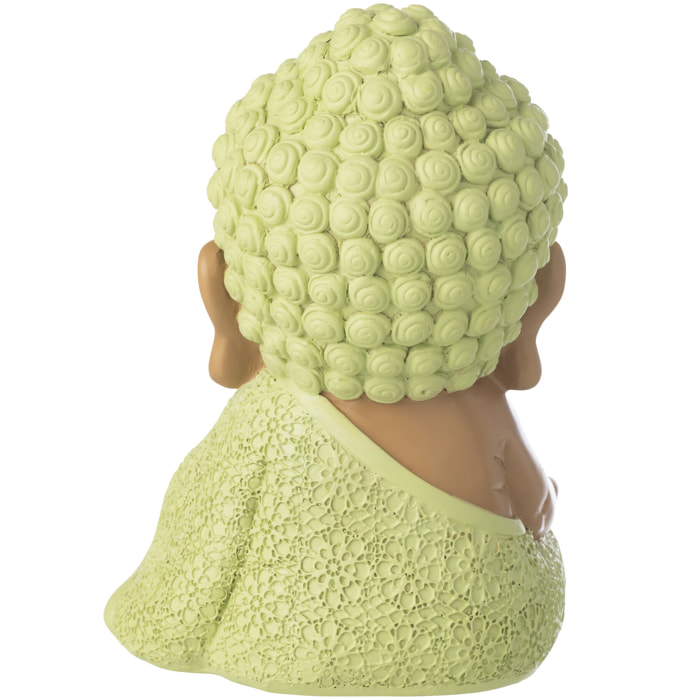 J-Line Moine Zen décoratif - polyrésine - vert menthe