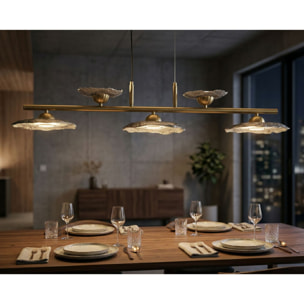 LAMPADARIO EMILY 5 LUCI VETRO GRIGIO CM 100X24X18