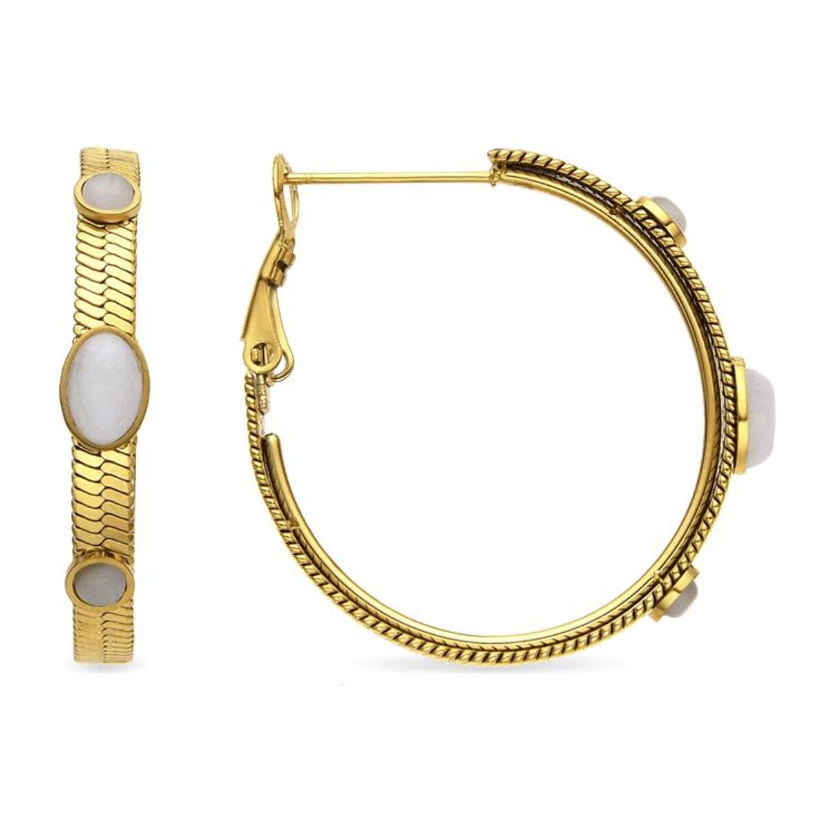 Pendientes con Madreperla Blanca acabado oro 18k