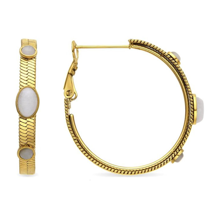 Pendientes con Madreperla Blanca acabado oro 18k